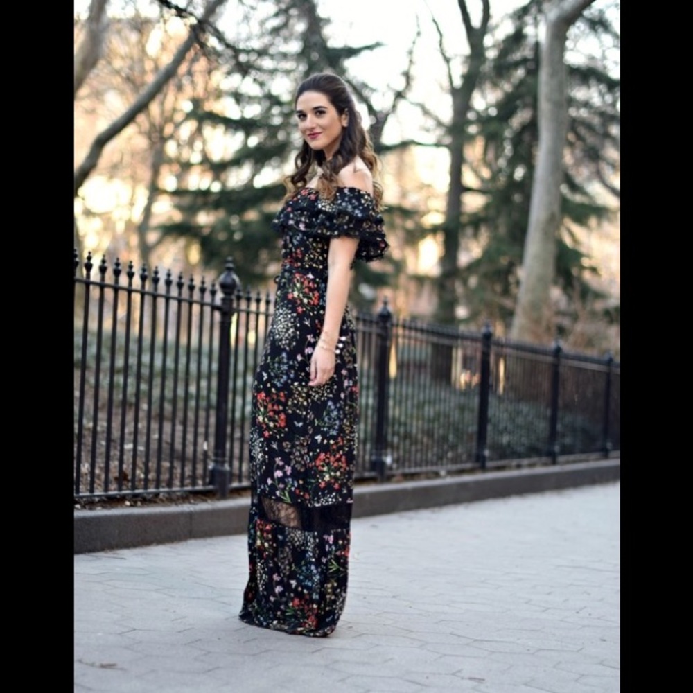 Alice + Olivia Cherri Black Maxi Dress Off Shoulder size 0 - Picture 5 of 12